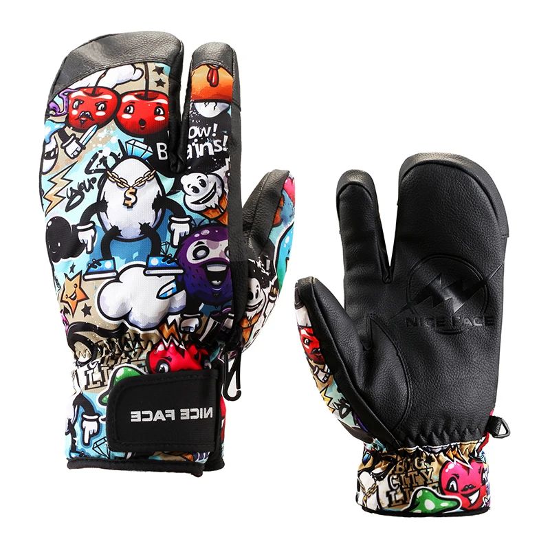 Cara bonita guantes de esquí de invierno las mujeres snowboard guantes mitones de la montaña esquí invierno esqui gants de handschoenen mannen