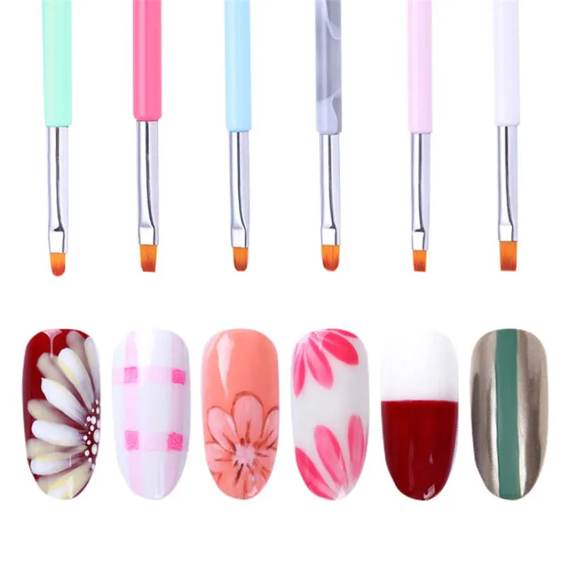 

2 Ways Gradient Acrylic UV Gel Nail Brush Flower Drawing Painting Pen Nail Art Manicure Tools for UV Nail Gel Varnish
