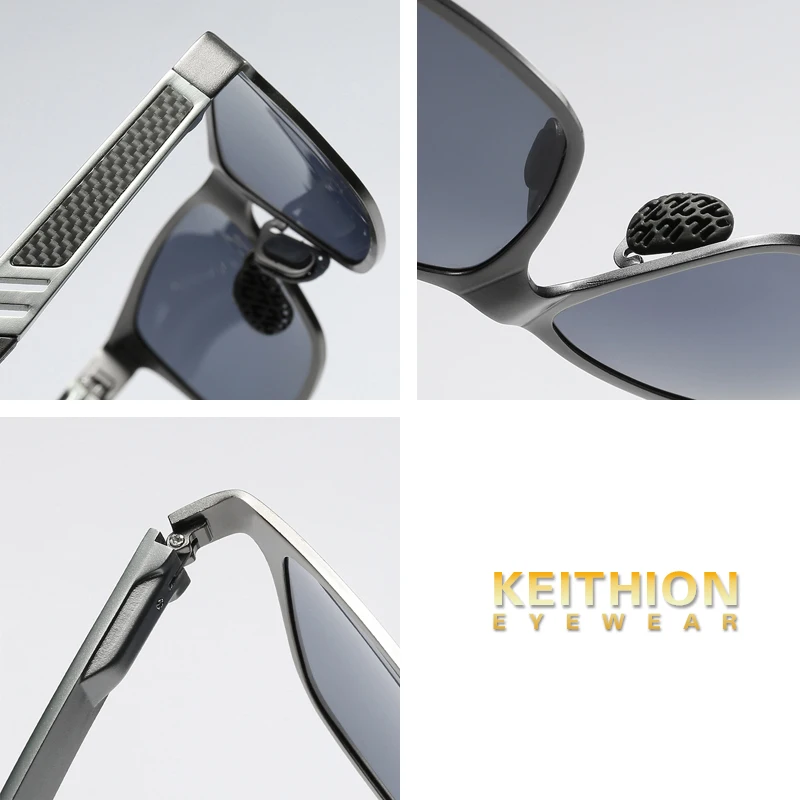 HEITHION Men Polarized Sunglasses Aluminum Magnesium Sun Glasses Driving Glasses Rectangle Shades For Men Oculos masculino Male