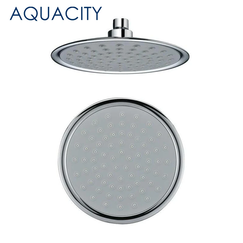 

AQUACITY Rainfall Shower Head 8 Inch Round ABS Plastic Bathroom Shower Chrome Finish