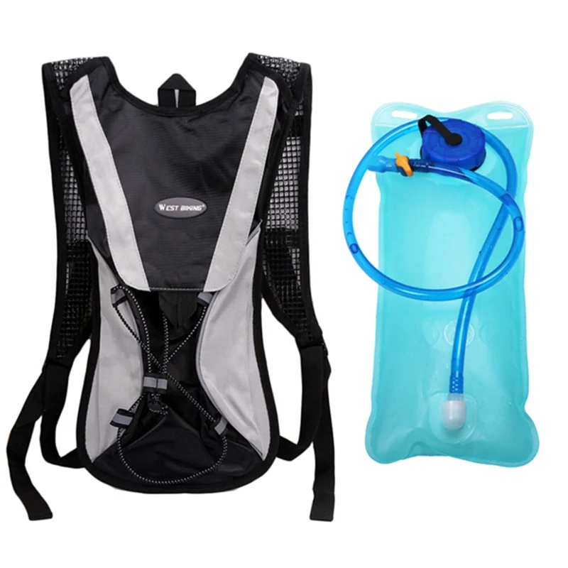 WEST BIKING 2.5 L Portable Water Bag Cycling Backpack Wide Mouth Hydration Water Bladder Bag Bike Sports Cycling Bicycle Bag - Цвет: Black andwaterbag