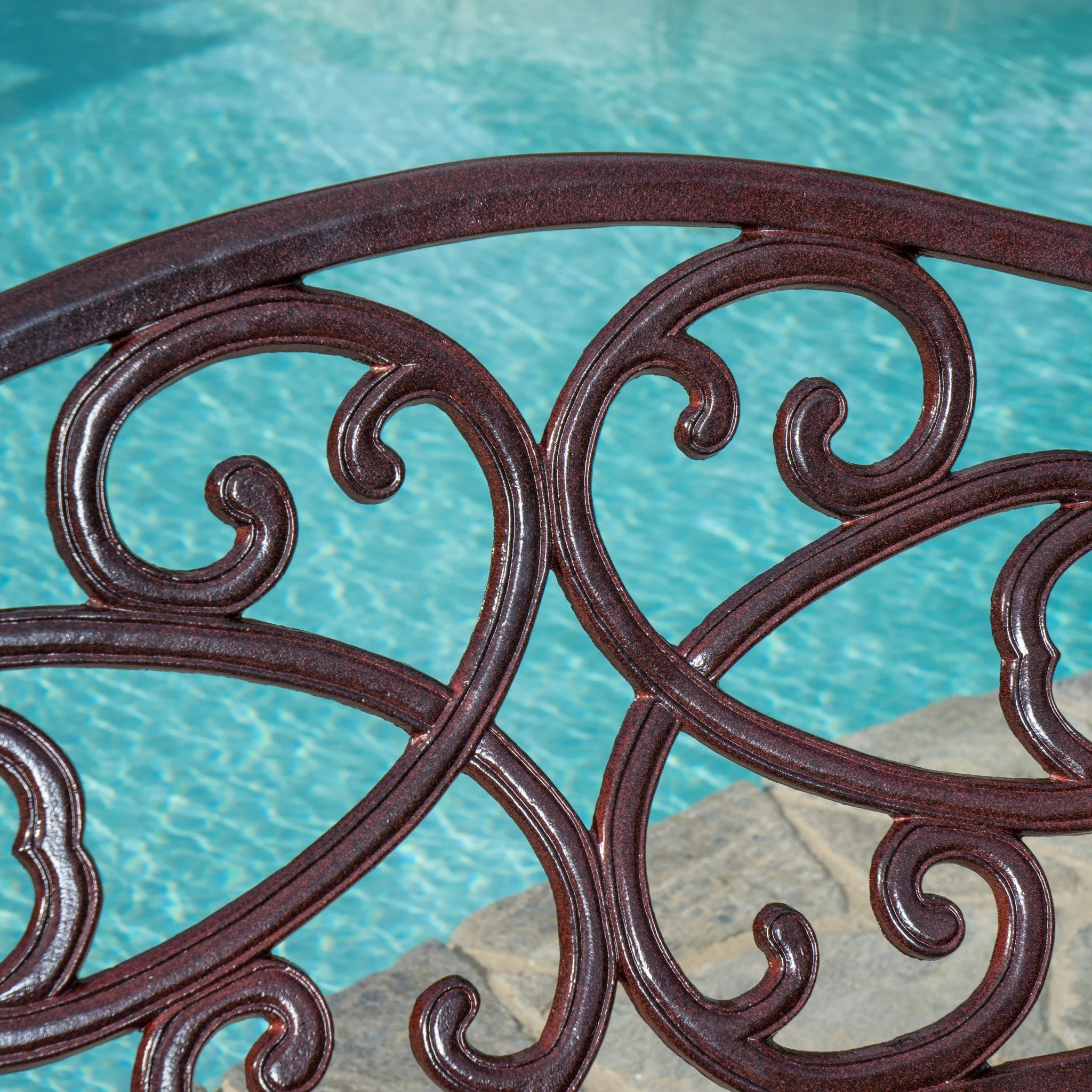 Siena Outdoor Cast Aluminum Brown Copper Garden Bench (1)