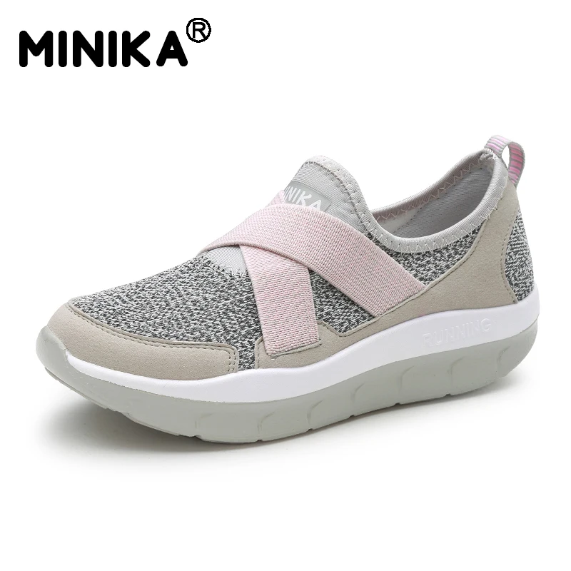 Minika/женские кроссовки на платформе танкетке для фитнеса Воздухопроницаемый