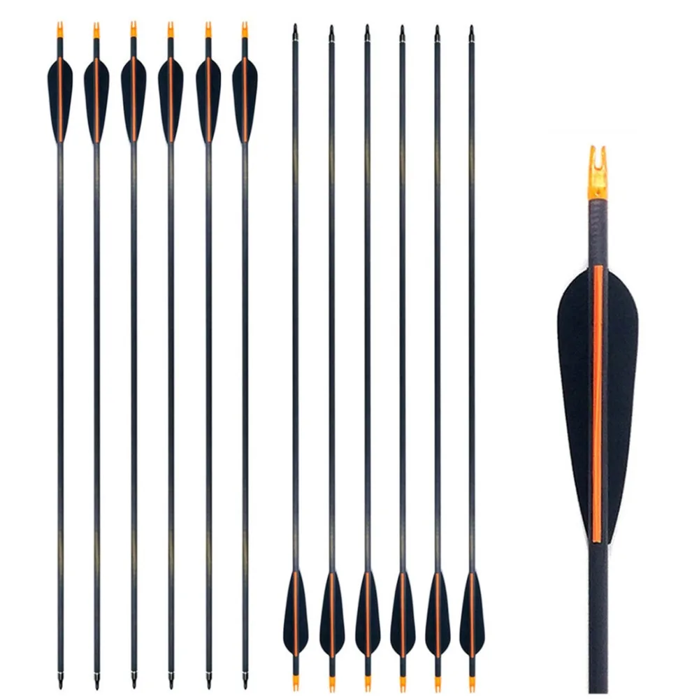 

High Percentage Archery Arrows Spine 400 Carbon Arrow Shaf 4" TPU Vanes For Hunting And Shooting Bow 28/29/30Inch 6PK