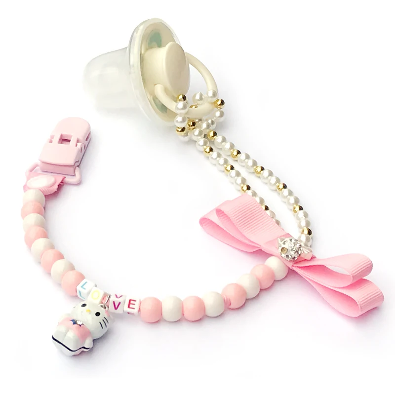 

Handmade Personalized English letter with Dummy Clips Pacifier Clip Holder Chain Baby Nipple Feeding Supplies Baby Toy for Gift