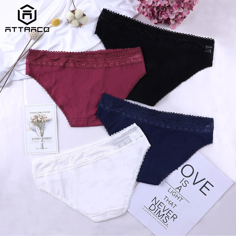 ATTRACO Women's Underwear Panties Briefs Cotton Soft Ladies Solid Packs of 4 Mid Waist Breathable High Quality Hot Sale Stretch