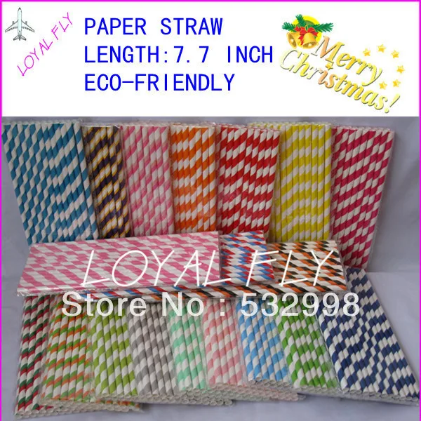 

Free Shipping! Wholesale 1800pcs Rainbow Strpied Paper Drinking Straws, 120 Colors Can Choose, Party/Birthday/Wedding Decorate