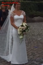 Romantic Lace Cap Sleeve Wedding Dress 2017 Sexy Sweetheart Sheath Vestido De Noiva SweepTrain Custom made Wedding Gowns China