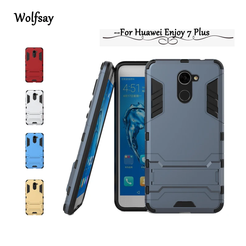 

Wolfsay For Huawei Enjoy 7 Plus Case Slim Robot Armor Stand Rubber Case For Huawei Enjoy 7 Plus Cover For Enjoy 7 Plus Fundas