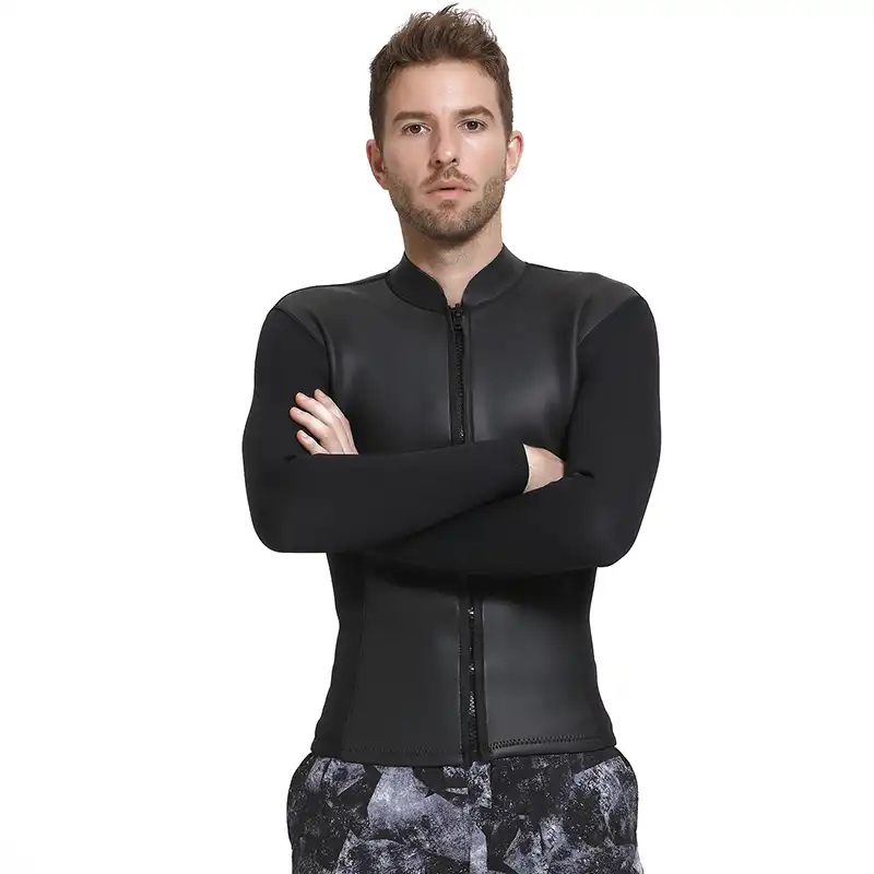 Sbart 3Mm Neopreen Wetsuit Jas Mannen Lange Mouw Volledige Rits Super Stretch Wetsuits Tops Voor