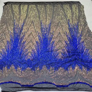 

2019 Latest African Lace Fabric Embroidered Sequins Nigerian Laces Fabric Bridal High Quality French Tulle Lace Fabric For Dress