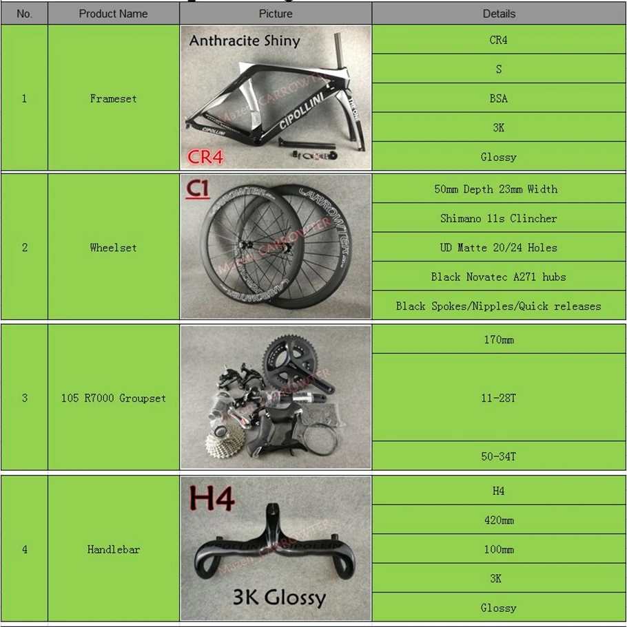 MCipollini RB1K один Антрацит Блестящий велосипед полностью из карбона дорога Cipollini велосипед с 105 R7000 groupset на выбор