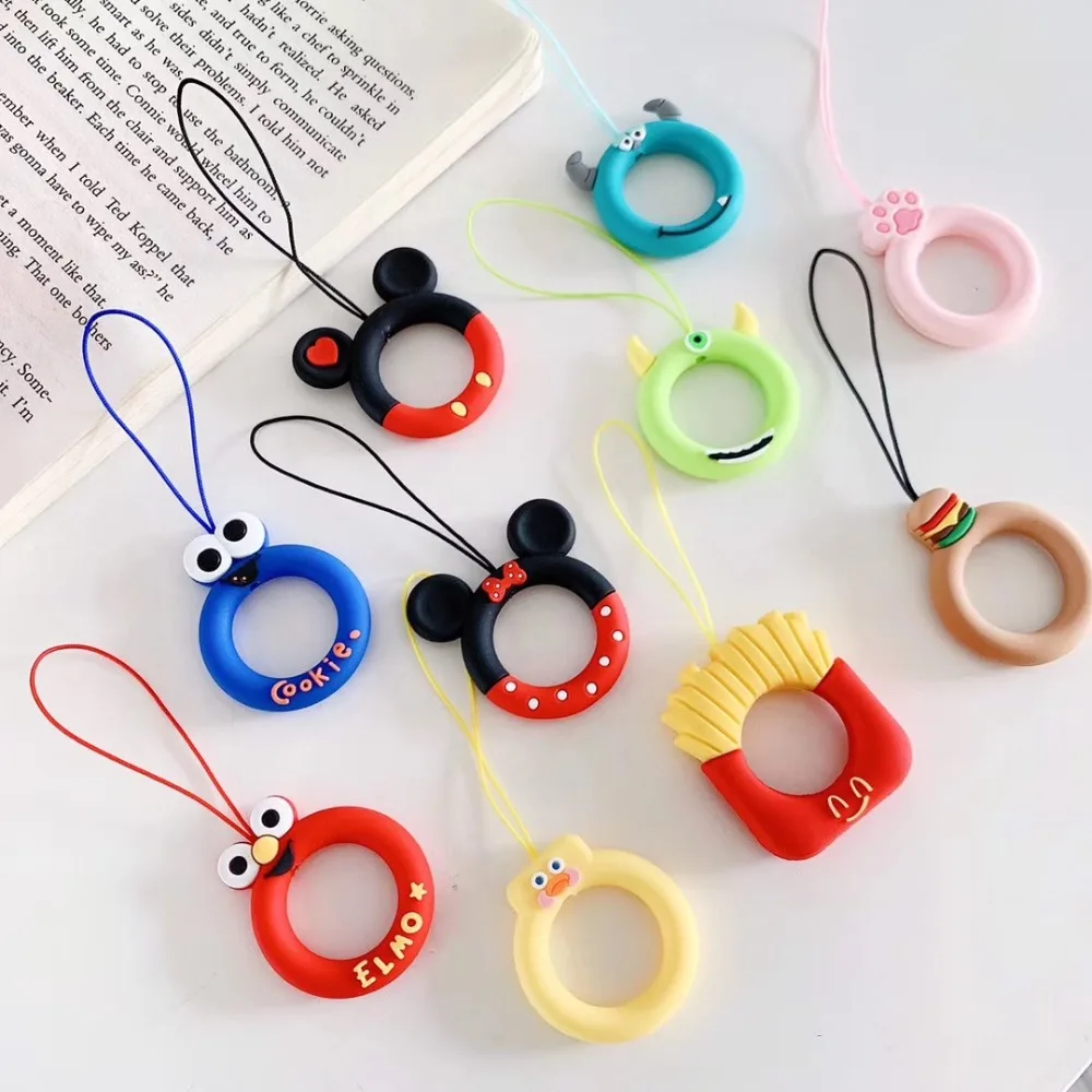 ل airpods حلقة حزام السيليكون اكسسوارات جميلة الكرتون العالمي ل فون/redmi الهاتف المحمول حبل الحبل مكافحة الإفلات حبل
