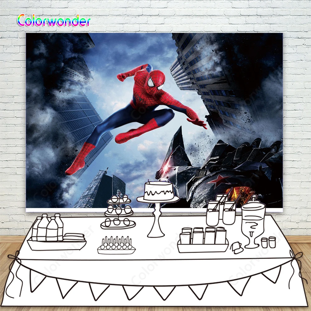 

Skyscraper Spiderman Spider Man Photo Studio Background Kids Custom Photography Studio Backgrounds Backdrops Vinyl 10x10