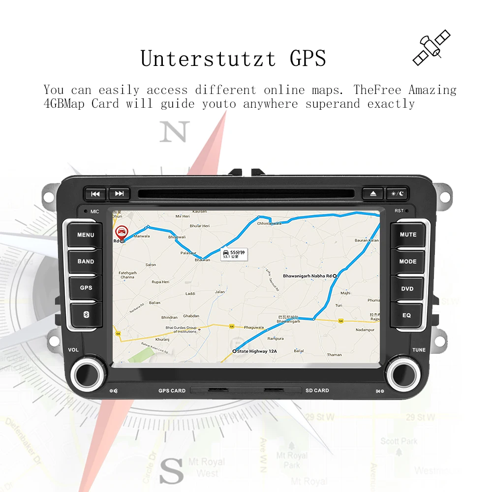 Cheap AMprime  2din Android Car DVD Multimedia Player GPS Navigation 2 Din Bluetooth Autoestereo For Volkswagen/ Passat/POLO/GOLF 3