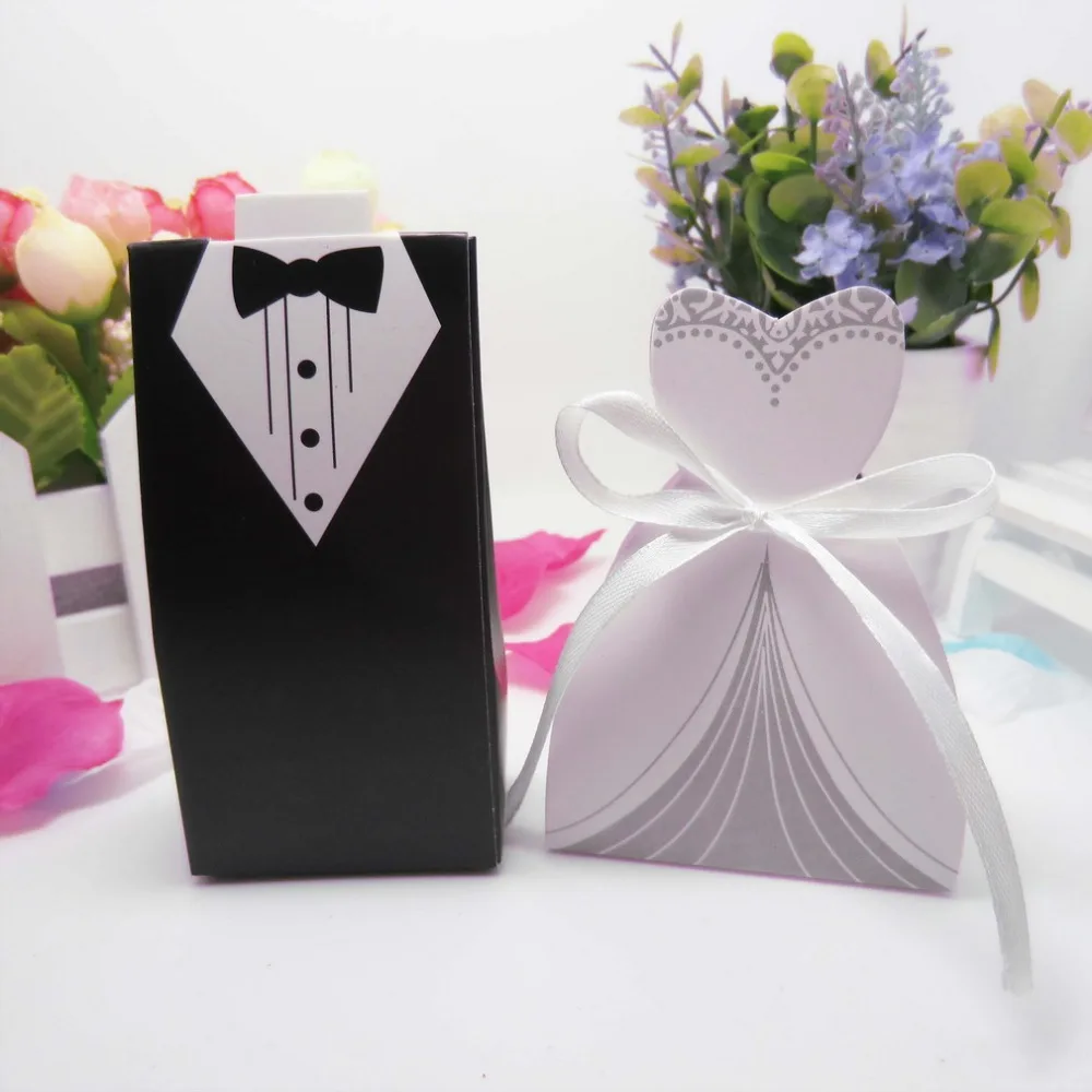 

50pcs Wedding decoration bride groom candy boxes Wedding Favor and gifts paper mariage boda Wedding Decoration bomboniere