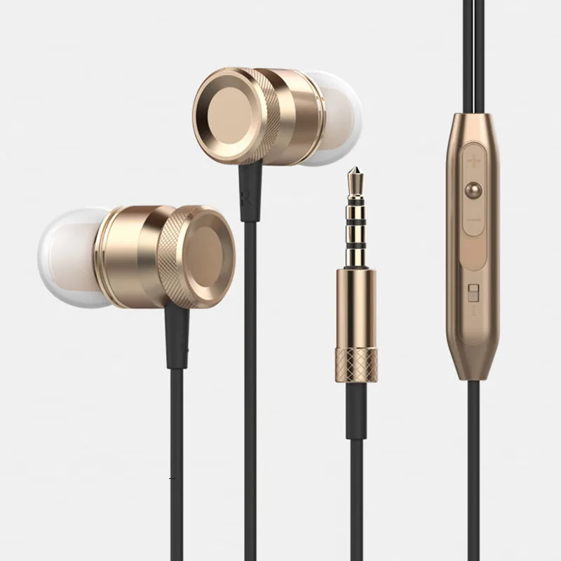 Stereo Metal Wired Earphone With Microphone Earbuds In Ear Headset Bass Sound Music Earphones For Iphone Xiaomi Huawei Phones