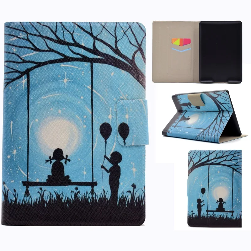 Cover For Amazon Kindle Paperwhite 3 2 1 case Pattern Printing PU Leather Stand Case with