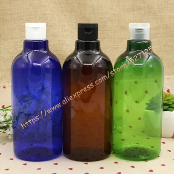 

500ml Inclined shoulder PET bottle with white/black/clear PP Flip lid,essential oil/liquid/moisturizer/facial water container