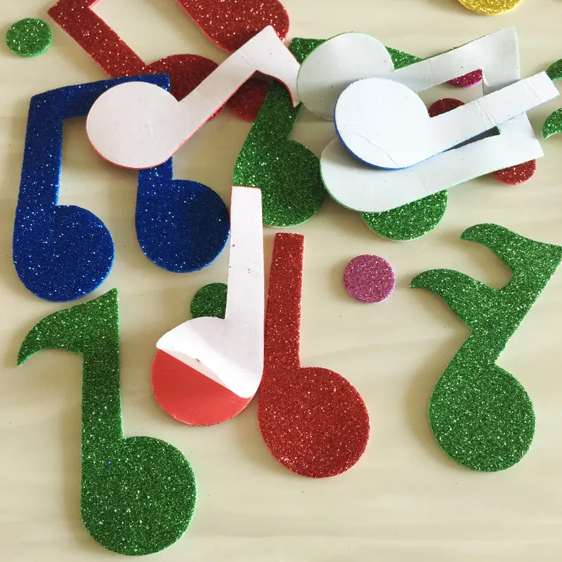 10 упак./лот с изображением музыкальных нот блеск пенопластовые наклейки Набор для скрапбукинга для раннего развития детский сад игрушки ручной работы