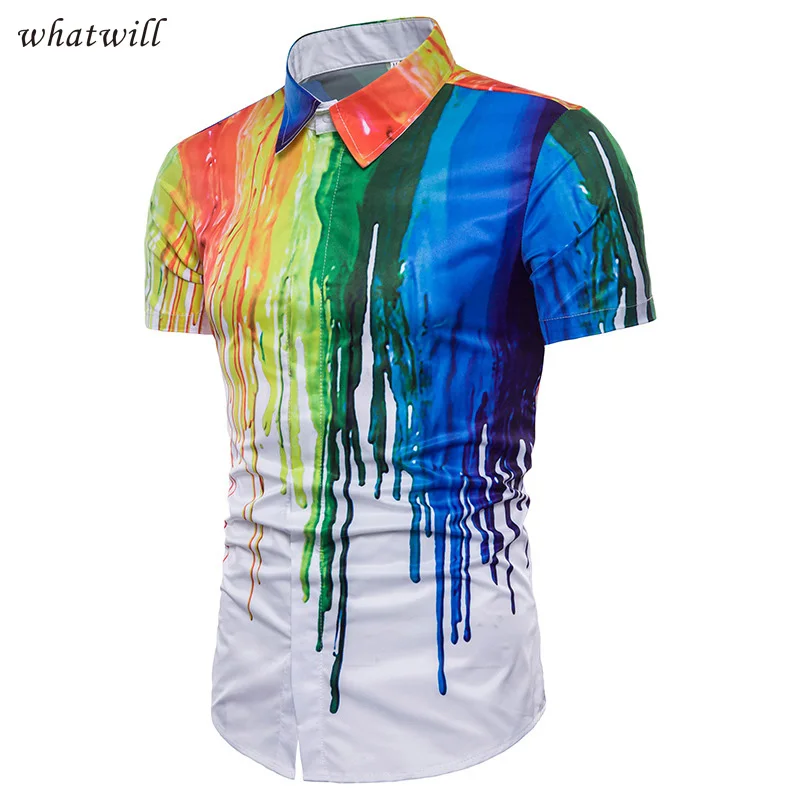 

New summer 3d shirts fashion short sleeve shirts men chemise homme hip hop camisa masculina casual dress shirt 2018
