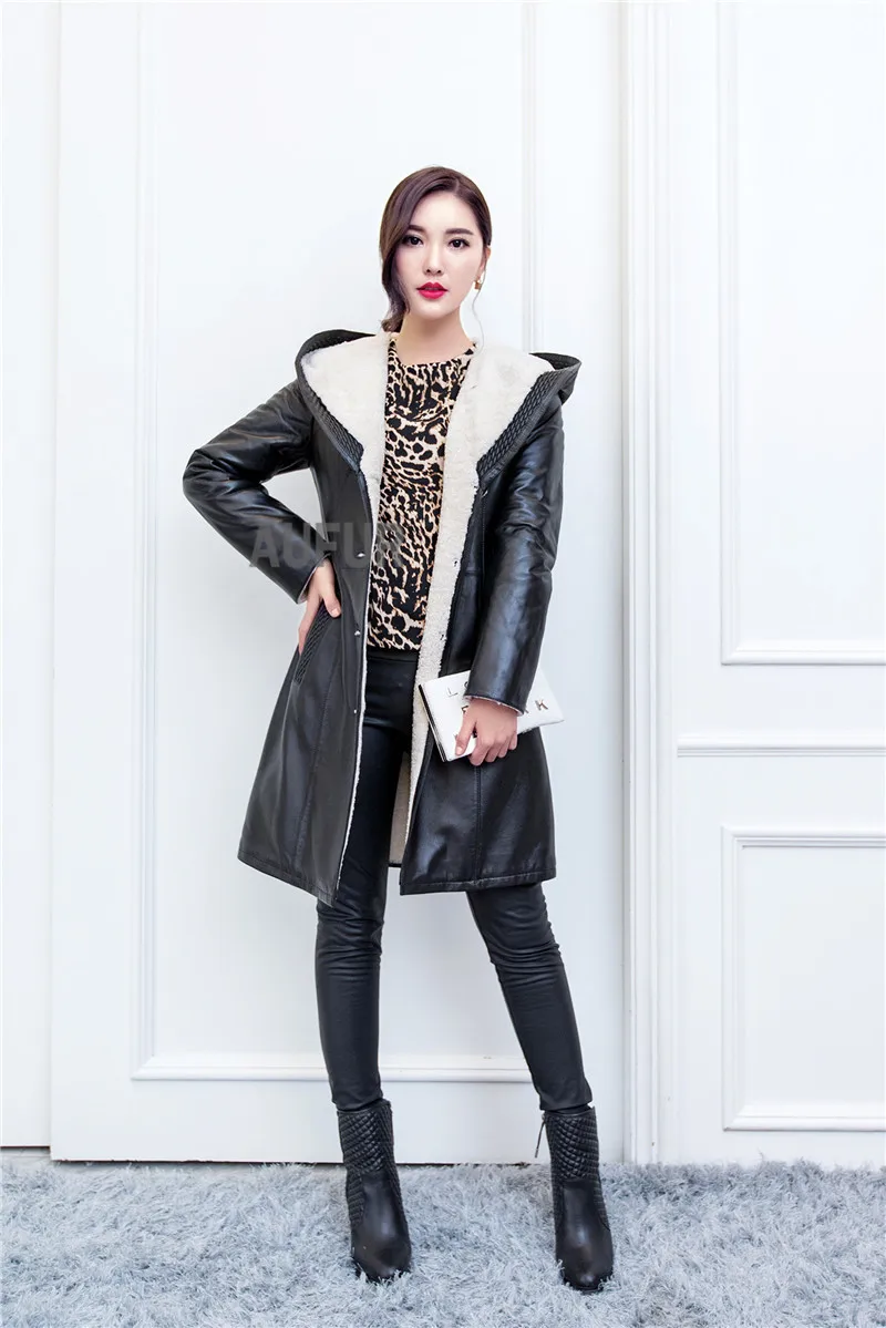 Winter Sheep font b Leather b font font b Jacket b font font b Women b