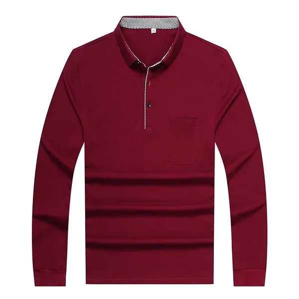 Размеры 6XL 7XL Новинка года, осень, английский стильная футболка поло Для мужчин с длинным рукавом мужская домашняя кофта с круглым горлом, футболки-поло высокое качество camisa рубашка поло мужская - Цвет: Red
