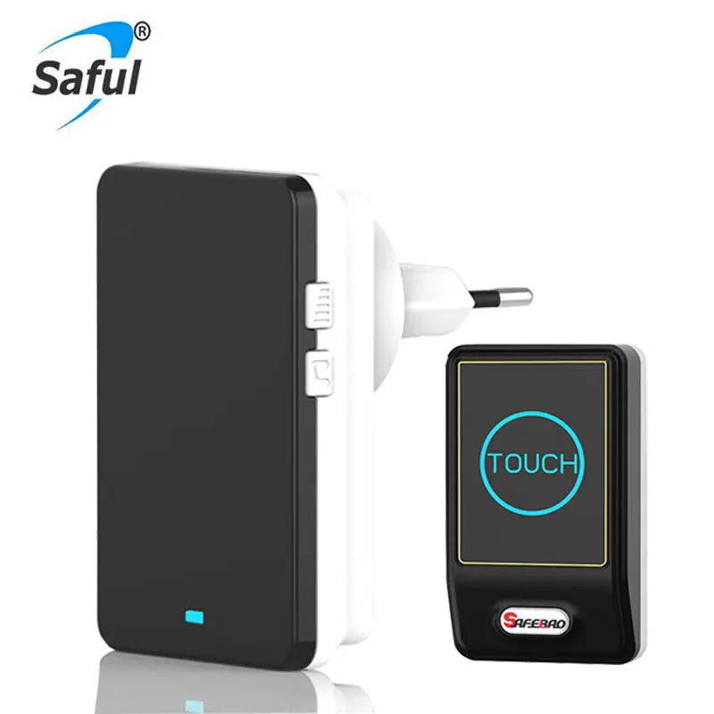 

Saful Plug-in EU US UK AU Wireless Door Bell Waterproof EU Plug touch button 36 Chimes 1 Ourdoor Transmitter + 1 Indoor Receiver