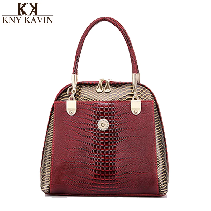 

KNY KAVIN Fashion Women's Shell Bag Luxury Designer Embossed Handbag Crocodile Pattern Pu Leather Tote Bag Ladies Handbags sac