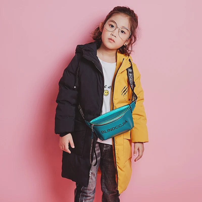 

YH-1818 Fashion Winter Girl Splice Color Thick Coat Long Children Duck Down Jacket Warm Hooded Teenage Kids Parka Boy Outerwear