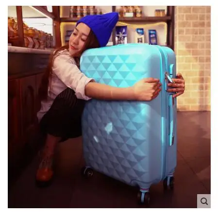 Багаж чемодан на колесах Женская тележка чемодан 20 22 24 inch 26 дюймов чемодан интернат колеса Case - Цвет: Blue 22 Inch