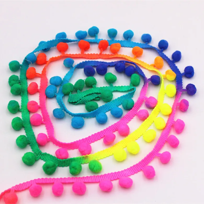

5 Yards Colorful Pom Pom Trim Ball 1.2cm MINI Pearl Pompom Fringe Ribbon Sewing Lace Handmade Craft Accessories