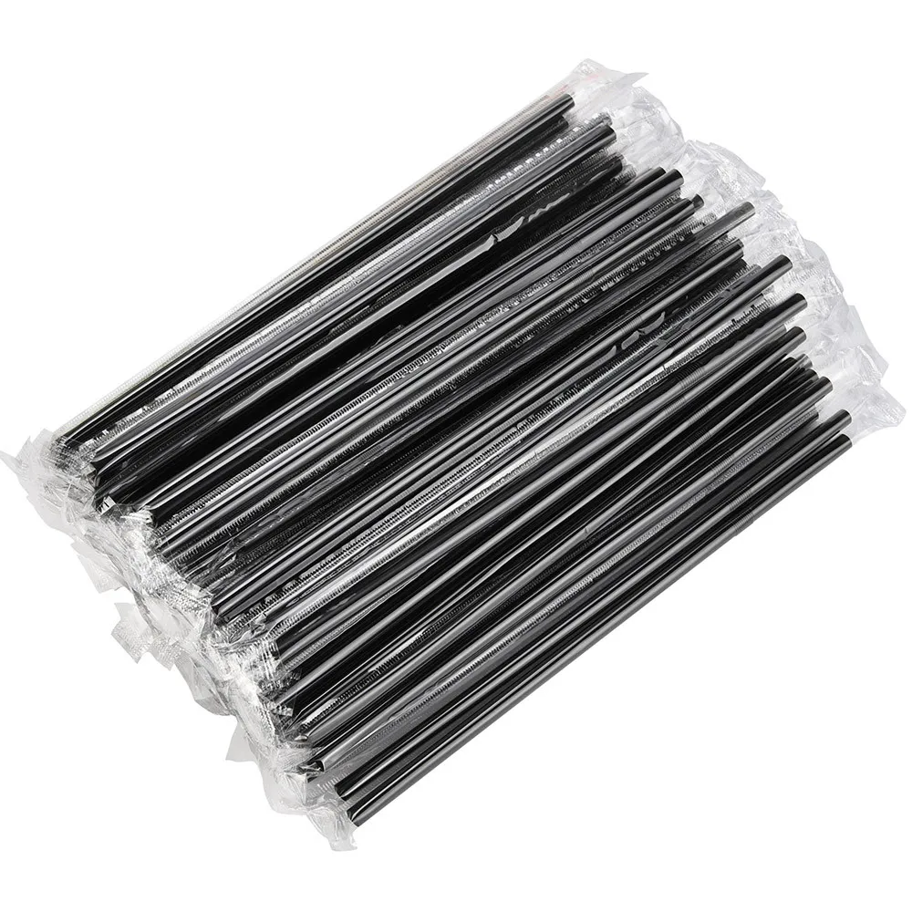 100 шт Одноразовые черные длинные гибкие соломинки для питья, пластиковые одноразовые соломинки для украшения свадебной вечеринки