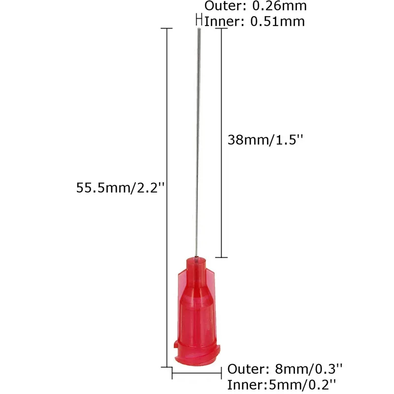 10pcs/Set 25Ga Stainless Steel Blunt Dispensing Needles Glue Red Syringe Needle Tips For DIY Gluing Rhinestones Filling Ink Oil
