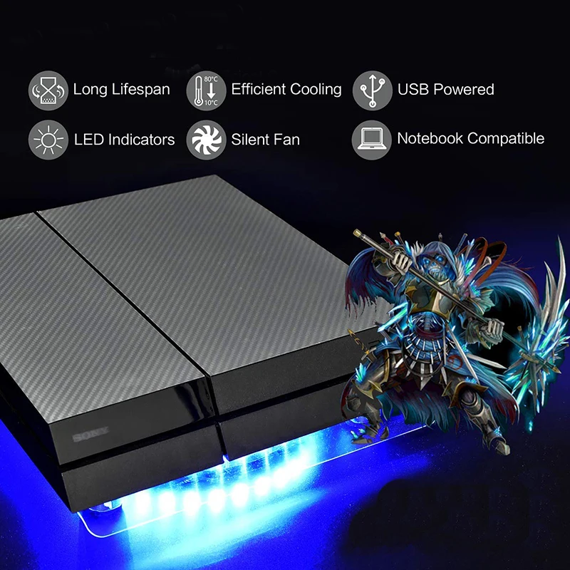 

USB LED Cooling Fan Pad Stand controler for PS4 Playstation 4 Pro Slim for for XBOX One X Consoles Laptop Notebook Computer
