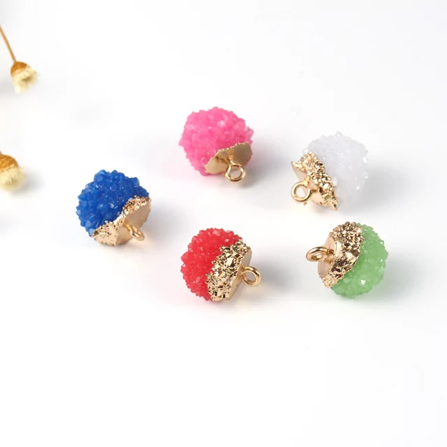 2pc Geometric Round Irregular Resin Stone Earring Pendant Diy Making 2pc Geometric Round Irregular Resin Stone Earring Pendant Diy Making Fake Druzy Drusy Necklace Ball Beads