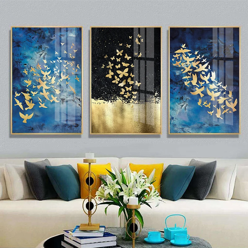 

Golden Bird Butterfly Wall Art Canvas Abstract Painting Nordic Posters and Prints Decorative Pictures for living Room Home Decor