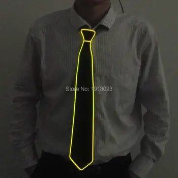 

Birthday Party Decoration Wedding Favor Neon Light up EL Wire Tie Glowing Necktie with Sound activated Driver Holiday Supplies