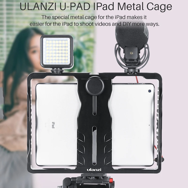 

Ulanzi 1/4 3/8 Screw Metal Pad Mount Filmmaking Rig for iPad Pro Air Mini 7.9-11 inch with Cold Shoe for Microphone LED Light