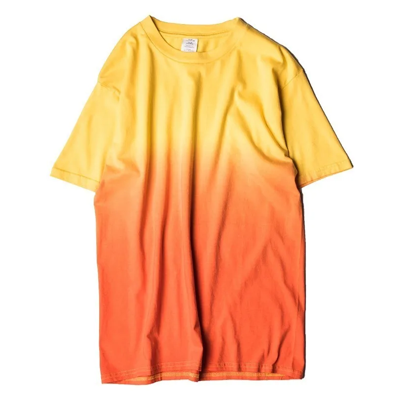 YellowOrange Moomphya, новинка, Dip dye, градиентный цвет, короткий рукав, Мужская футболка, крутая уличная одежда, смешные футболки для мужчин, футболка, мужская летняя футболка - Цвет: YellowOrange