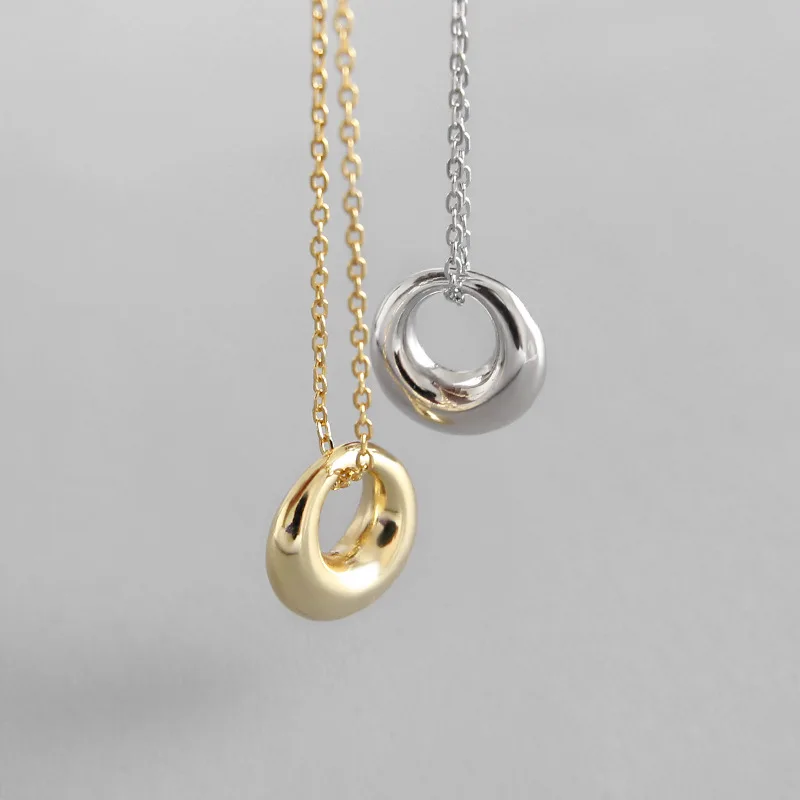 

HFYK 2019 925 Sterling silver round geometry endant necklaces for women silver 925 jewelry short necklace collier kolye collares