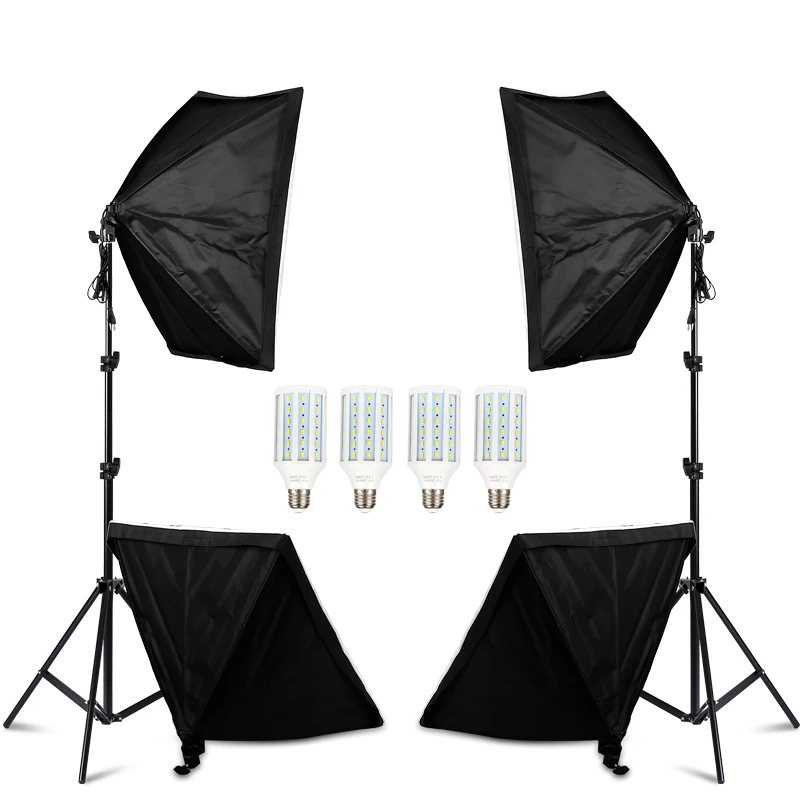 Photo Studio 4 LED 20W Softbox Kit Photographic Lighting Kit Camera & Photo Accessories Light Stand