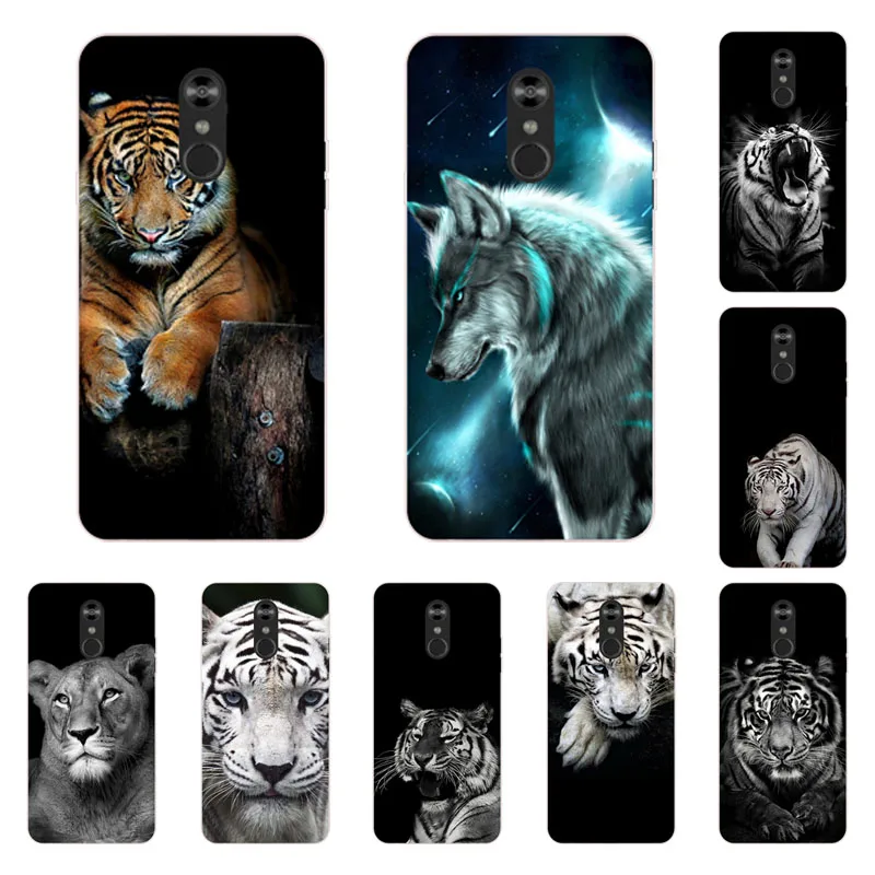 for LG Q Stylo 4 Case,Silicon Tigers and lions Painting