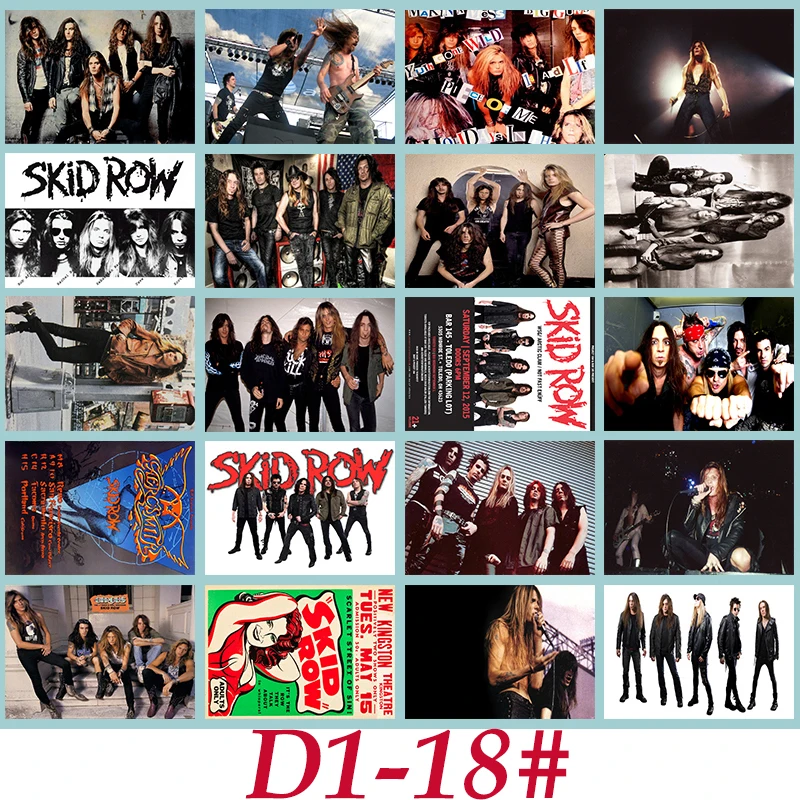 

D1-18# SKID ROW Classic Band Series sticker 20/pcs PVC Laptop collection Gift Home Decor Fridge Styling Mixed Stickers
