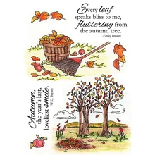Осенними листьями и дерево прозрачный силиконовый штамп/печать для DIY Скрапбукинг/фото декоративная открытка для альбома для изготовления печатей 4x6