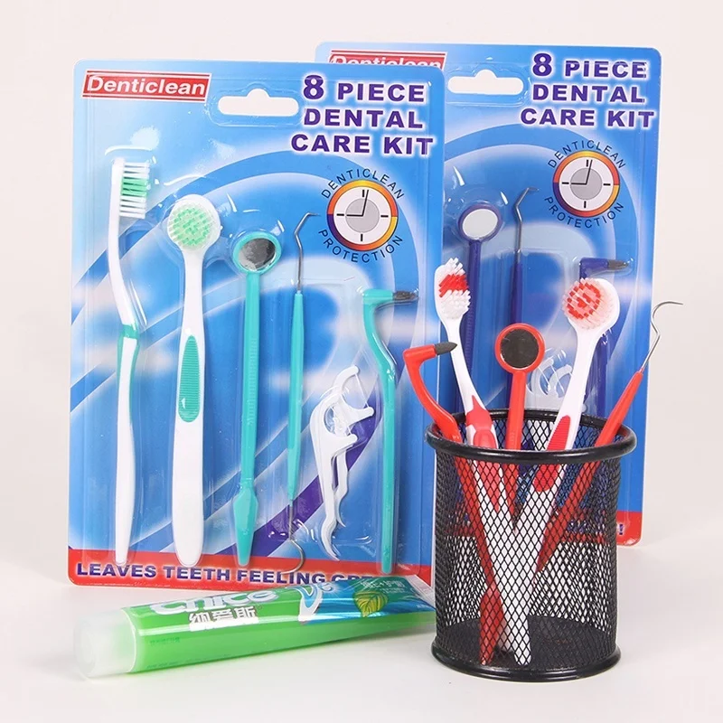 

Oral Care Tool 8Pcs/Set Oral Hygiene Cleaning Tools Set Travelling Dental Care Remove Stains Portable Toothbrush Cleaner Kits