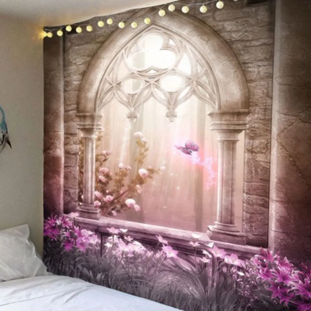 

Magical Castle Wall Hanging Tapestry Flower Tapestry Wall Decor Room Bedspread