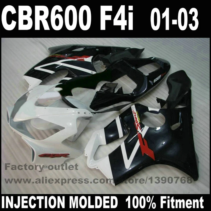 Комплект обтекателей для HONDA Injection CBR 600 F4i 2001 2002 2003 белый черный комплект CBR600 01 02 03