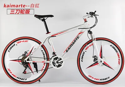 Высокое качество горный велосипед 26 Fatbike21/24/27 Скорость амортизатор горный Велосипеды двухдисковые тормоза велосипеда - Цвет: whitered3