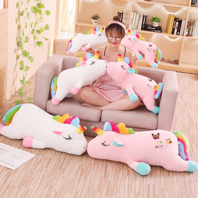 

1pc 40-85cm Lovely Rainbow Butterfly Heart Unicorn Plush Toy Soft Kawaii Animal Unicornio Doll for Kids Baby Stuffed Pillow Gift